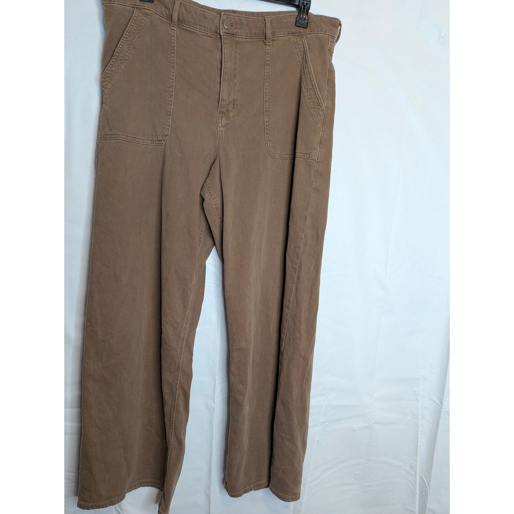American Eagle Super High-Rise Baggy Wide Leg Pants AE Size 18 Big Pockets Brown